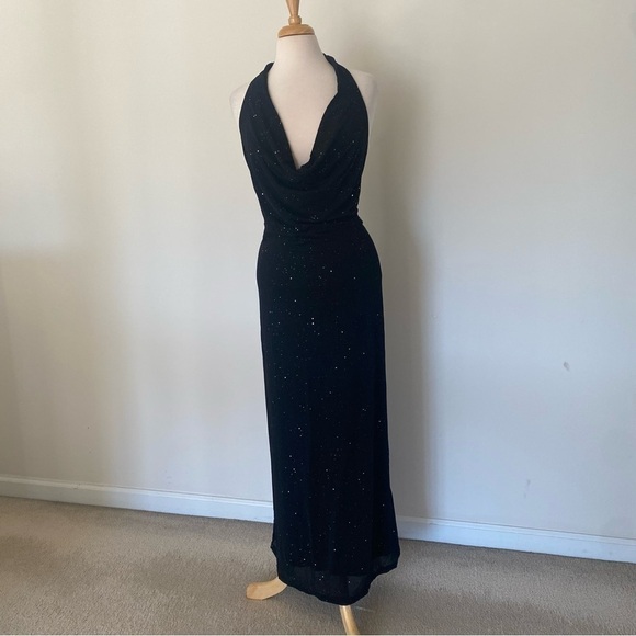 Plus Size Women Net Yarn Rhinestone Halter Backless Elegant Party Dress 4X (20) - Picture 11 of 15